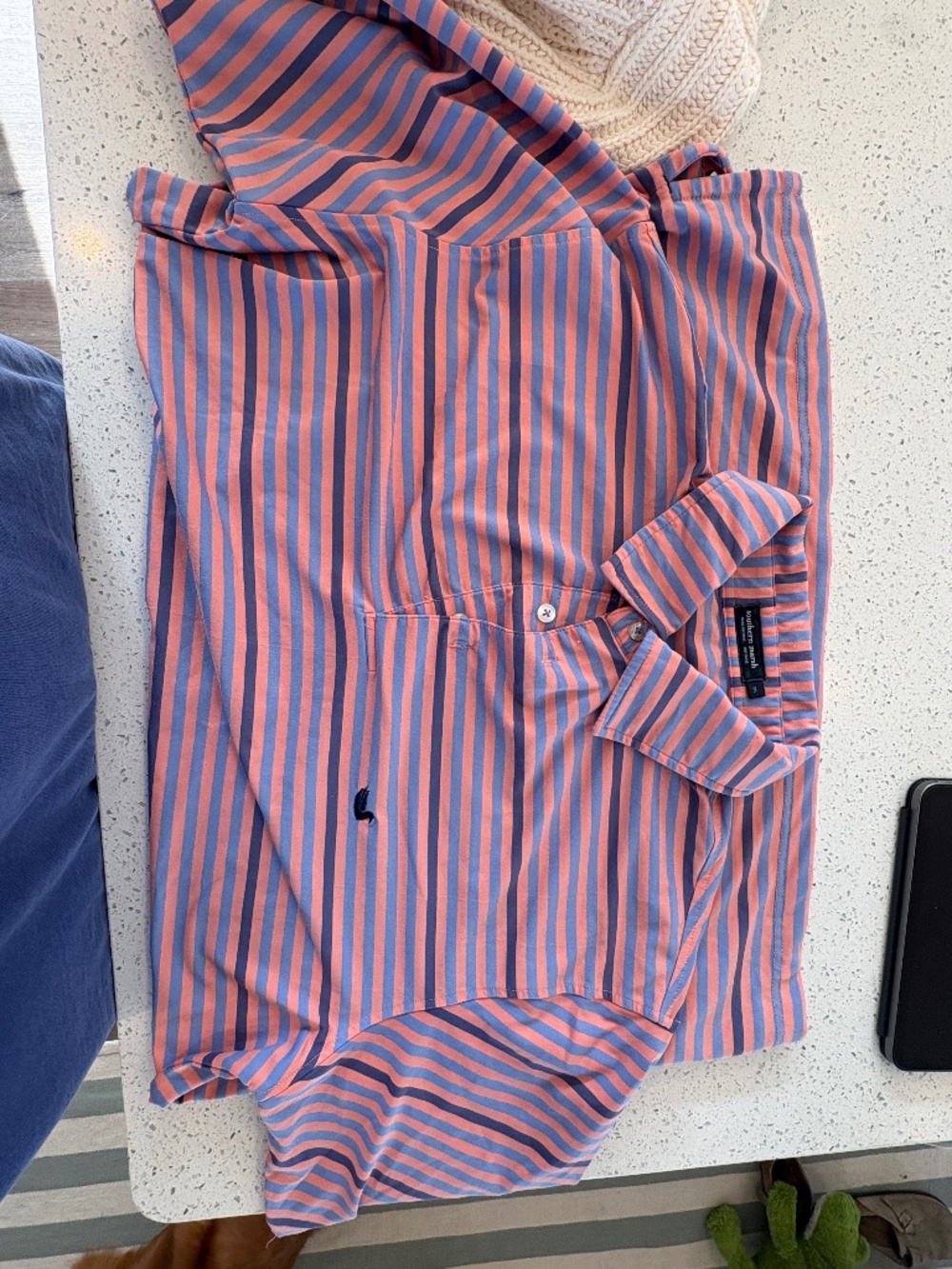 Blue and Orange Striped Southern Marsh Polo